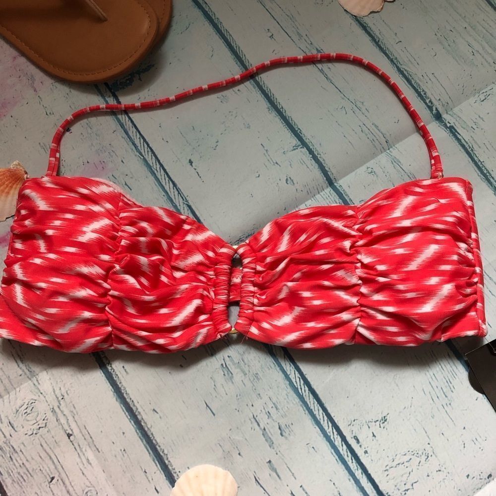 MOSSIMO Bandeau Coral White Halter Top. (NWT)